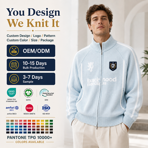 Cardigan personnalisé pour <span class=keywords><strong>homme</strong></span> en jacquard avec fermeture éclair, tricot vintage, pull d'<span class=keywords><strong>hiver</strong></span> respirant en nylon/coton, <span class=keywords><strong>col</strong></span> <span class=keywords><strong>roulé</strong></span> graphique de haute qualité - Product Image 1