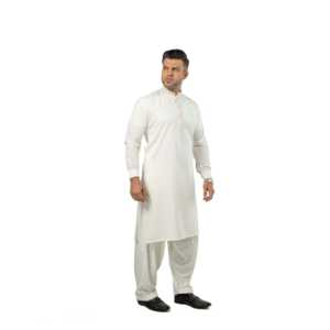 Nadeem Kurta Z-5 Blanc cassé Boski à simple boutonnage, devant plat, 100% Coton - Product Image 6