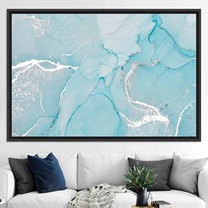 Elegant Silver Marble Print Canvas Artwork for Modern Home Decor,BLACK <b>FRAMED</b> CANVAS - Product Image 1