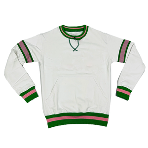 Sudadera de cuello redondo de Año Nuevo Chenille bordada-Tira verde, puño acanalado y bolsillo canguro para hombres y mujeres - Product Image 1