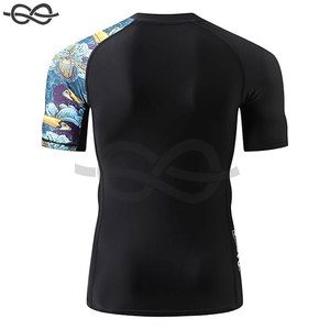 Hommes Rash Guard Manches Courtes Séchage Rapide UPF 50 + Protection Solaire Compression Maillots De Bain Léger Respirant Natation Surf - Product Image 4