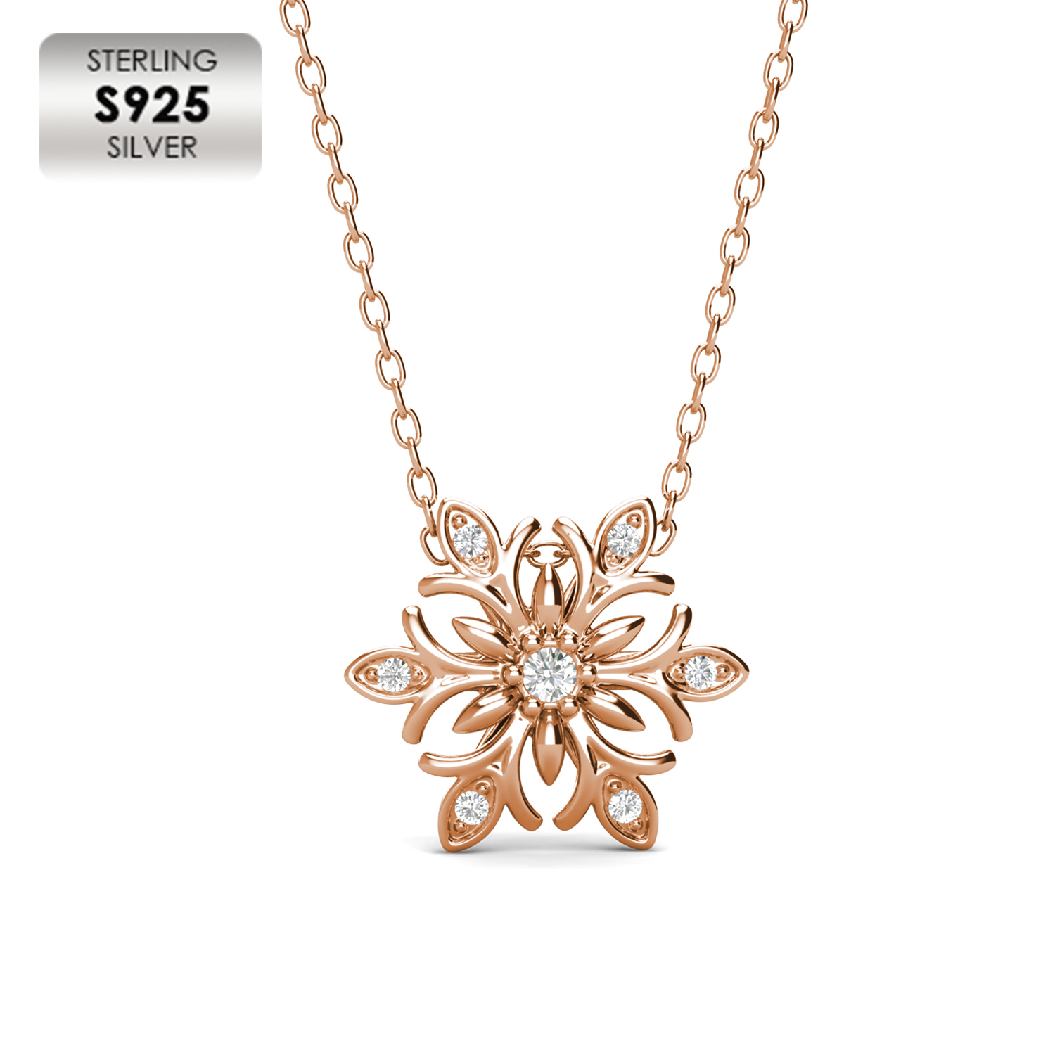 925 Silver 18k Rose Gold Plated Fashion Necklace