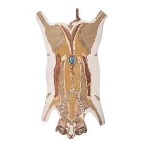 Alfombra de Lana y Viscosa Tejida a Mano Wild Wanderlust Ivory, Diseño Rectangular Abstracto con Estampado Animal para Sala de Estar, Pasillo, Hogar -Tra-15124 - Product Image 1