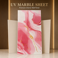 Panneau décoratif en PVC brillant MORLENX, imitation marbre veiné rose, blanc et or, pour salon de beauté, villa, mur d'accentuation