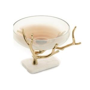 Cuenco para servir postres de metal y vidrio redondo de lujo al por mayor con base de mármol, perfecto para bodas, fiestas y eventos - Product Image 2