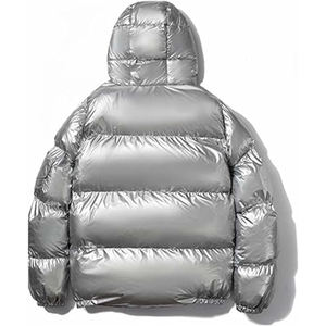 OEM Winter Puffer Jacket for Men High Quality <b>Reflective</b> Fabric Custom Print Pattern Hooded Collar Windproof Warm Outdoor Hiking - Product Image 6