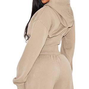 Top Corto con Capucha Elegante para Mujer, Ropa Casual de Invierno, Talla Grande, Algodón Transpirable, Antibolitas, Logotipo Frontal - Product Image 6