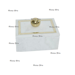 Caja de Joyería Cosmética de Mármol Hecha a Mano, Caja de Joyería Rectangular de Calidad Exclusiva con Perilla de Latón al Mejor Precio - Product Image 1