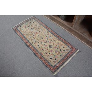 Alfombra de 1.5x3.2 pies, Alfombra Turca Vintage Pequeña, Alfombra de Lana Azul - Product Image 3