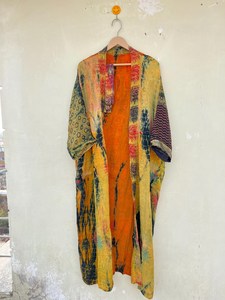 Kimono de seda hecho a mano Tye Dye, ropa de Festival ligera, cubierta de playa reciclada india, verano, otoño, Primavera, tamaño, característica suave gratis - Product Image 6