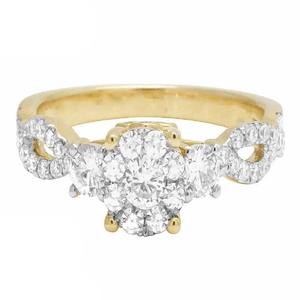 แหวนเพชรที่ได้แรงบันดาลใจจากแนววินเทจพร้อมรายละเอียดลายเส้นทองสีเหลืองสำหรับนักสะสมและร้านบูติก - Product Image 4