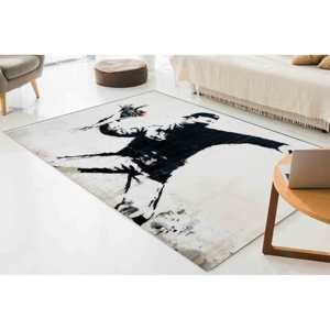 Banksy Flower Graffiti <b>Rug</b>, <b>Outdoor</b> <b>Rugs</b>, Printed <b>Rug</b>, Front Door <b>Rug</b>,Nonwoven Soft <b>Rug</b> - Product Image 1