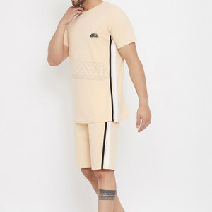 Ensemble t-shirt et short pour homme, couleur unie, longueur genou, respirant, écologique, de haute qualité, décontracté pour l'hiver, pour adulte - Product Image 2