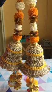 Guirnalda de jazmín colgantes yute arte de pared con pompón Patio al aire libre Diwali Acción de Gracias Hanukkah manto escaleras Pooja India W - Product Image 3