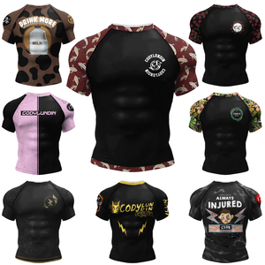 Camiseta de Rashguard de Manga Corta para Hombre, Diseño Popular Personalizado, Sublimación, Negra, Sin Gi, BJJ, Jiu Jitsu, para Peleas, BJJ, MMA - Product Image 3