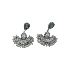 new arrival latest fashion Trending handmade <b>silver</b> look alike brass hoop <b>stud</b> <b>silver</b> matte earing for girls and women - Product Image 1