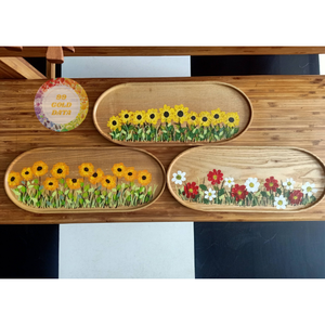 Plateau en bois fait main, plateau de service décoratif en bois massif naturel pour la vaisselle - Caryln - Product Image 1