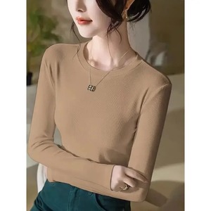 Nueva camiseta de moda para mujer, camiseta informal de calle con cuello redondo de otoño, camisetas sólidas de talla grande, camisetas sexis ajustadas de manga larga para mujer - Product Image 6