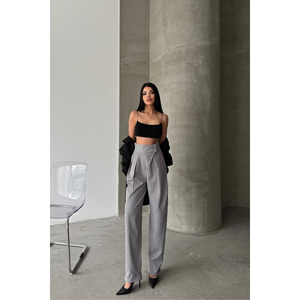 กางเกงขายาวสีเทาสำหรับผู้หญิงแบรนด์ดีไซเนอร์ - Product Image 3