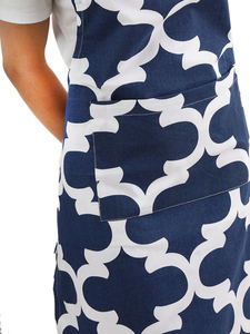 Tablier sans manches en treillis bleu marine 100% coton imprimé - Product Image 6