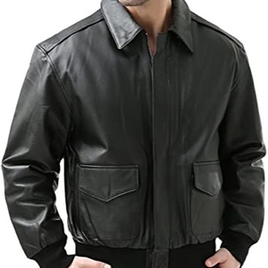 Winter Plus Size High Quality Formal Fashion Front Zipper Genuine Leather Canvas Waterproof Windproof Stand <b>Jacket</b> for <b>Men</b> - Product Image 1