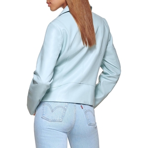 2025 chaqueta de cuero para mujer recortada de moda transpirable manga larga con cremallera dos bolsillos chaquetas para mujer - Product Image 2