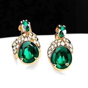 Elegantes pendientes colgantes verdes de Plata de Ley 925 para mujer joyería de moda para bodas y fiestas - Product Image 2