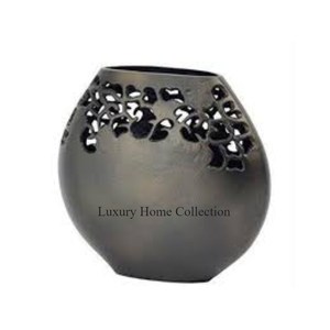 Design minimaliste moderne Vase décoratif pour la maison Couleur noire mate Revêtement en poudre à prix raisonnable Logo personnalisé disponible - Product Image 1