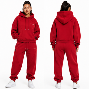 ONE APEX Red <b>Hoodie</b> Tracksuit Women's Regular French Terry Cotton Jogger Sweat Set Premium Streetwear Quick Dry Winter - Product Image 6