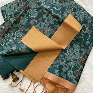 Sarees de Seda Tussar para Mujer, Diseño de Diseñador, con Borde Zari de Tejido Especial para Fiestas de Invierno - Product Image 4