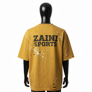 Camiseta 100% algodón para hombre, corte holgado, estampada, camiseta extragrande para hombre, algodón teñido, estilo desgastado, estampado en serigrafía, logotipo personalizado, camiseta para hombre - Product Image 2