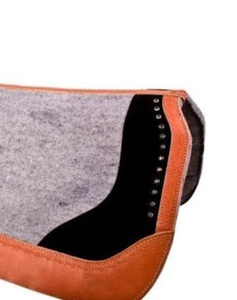 Fabricants en gros Vente à Chaud Premium Noir Feutre de Laine de Nouvelle-Zélande/Tapis de Selle Western Vardhman avec Design de Patch en Cuir - Product Image 3