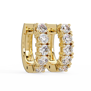 Modern luxury Huggie Hoop Earrings Shared Prong Diamond Earring 3mm Round Brilliant Cut Lab Grown diamond Bridal Diamond Earring - Product Image 2
