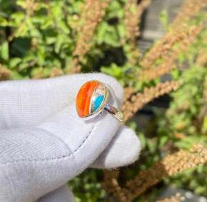 Wholesale Solid Sterling Silver 925 Pear Cut <b>Ring</b> Natural Spiny <b>Turquoise</b> Gemstone Bezel Setting Party Wedding Wear Gift for - Product Image 3