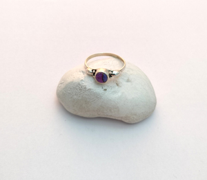 Trendy 925 Silver <b>Purple</b> Copper Turquoise Flower Pattern Engagement Wedding Rings for Women Handmade Bezel Setting Diamond Inlay - Product Image 5