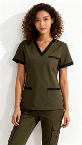 Uniformes Médicos de Alta Calidad al por Mayor para Mujer, Trajes Médicos de Diseño con Manga Corta y Cuello en V para Enfermeras - Product Image 5