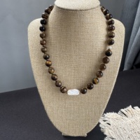 Collier de perles fines personnalisé en pierres naturelles, style bohème, avec perles de culture d'eau douce baroques et œil de tigre, bijou unique pour cadeau