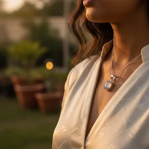 "Handmade Rose Gold 925 Silver <b>Moonstone</b> Charm <b>Pendant</b> for Women Rhodium Plated" - Product Image 3