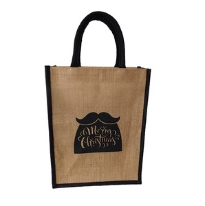 Wholesale Custom Logo Screen Printed Eco-Friendly Reusable <b>Jute</b> <b>Tote</b> <b>Bag</b> Medium Size Portable Shopping <b>Bags</b> - Product Image 6