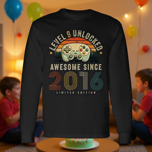 เสื้อยืดแขนยาวเด็กชายอายุ 9 ขวบ รุ่นปี 2016 ระดับ 9 ปลดล็อคแล้ว สินค้าส่งเสริมการขายสำหรับเด็กอายุ 9 ปี - Product Image 3