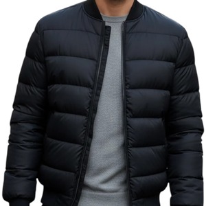 <b>Men</b>’s Ribbed Collar <b>Lightweight</b> Quilted Bomber <b>Jacket</b> <b>Casual</b> Winter Warm Zip Up Outerwear Custom Wholesale Manufacturer - Product Image 1