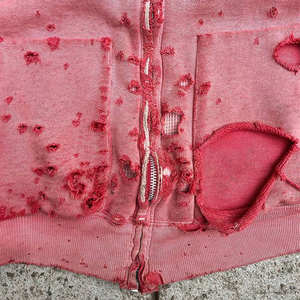 High Quality Custom <b>Zip</b> <b>up</b> Hoodies Cropped Distressed Heavyweight Zipper <b>Hoodie</b> - Product Image 3