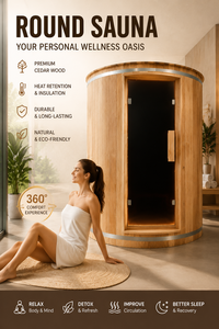 Directo de Fábrica 2026 Gabinete de Sauna Redondo OEM Líder para 2-4 Personas, Saunas en Stock en Almacén de EE. UU. - Product Image 1