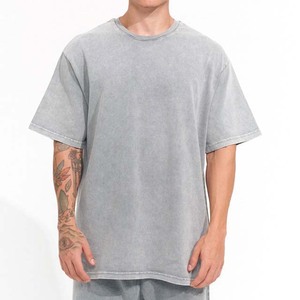 T-shirt en coton épais 100 % personnalisé pour homme, style streetwear, délavé à l'acide, respirant et écologique – Vente en gros - Product Image 1