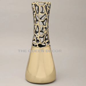 <b>Gold</b> Finished Aluminum Metal Farmhouse Flower <b>Vase</b> Geometric Shape Living Room Home Wedding Party Tabletop Decoration - Product Image 2