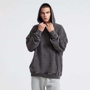 Sweats à capuche pour hommes 100% coton noir et vert sweats à capuche délavés à l'acide hommes couleurs et tailles personnalisées sweats à capuche thermiques respirants tailles personnalisées - Product Image 3