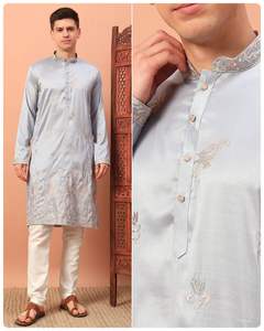 Atractiva seda Premium con lentejuelas bordadas, fabricante y proveedor de pantalones Kurta DE LA India a la tarifa más baja - Product Image 4