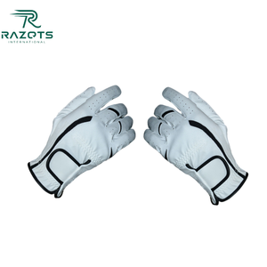 Guantes de golf transpirables con protección UV personalizados Super September, equipo deportivo OEM de piel de oveja Cabretta de alta calidad para uso manual - Product Image 5