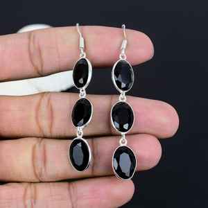 Black Spinel Sterling Silver <b>Stud</b> <b>Earrings</b> Oval Gemstone Handmade Jewelry for Women Elegant <b>Fine</b> Gift Gold Anniversary Party - Product Image 4