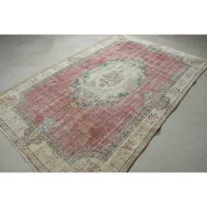 6.2x9.1 ft Turkish Large Eco-Friendly <b>Wool</b> Rug Traditional Vintage <b>Red</b> Patchwork Latex Backing Rug - Product Image 4